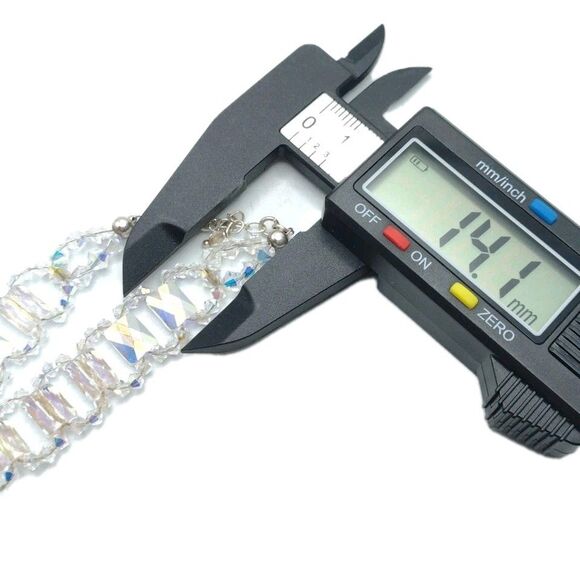 Sterling Silver 925 Aurora Borealis Rhinestone Crystal Bracelet 7.5-8.75" 14mm - Picture 10 of 13